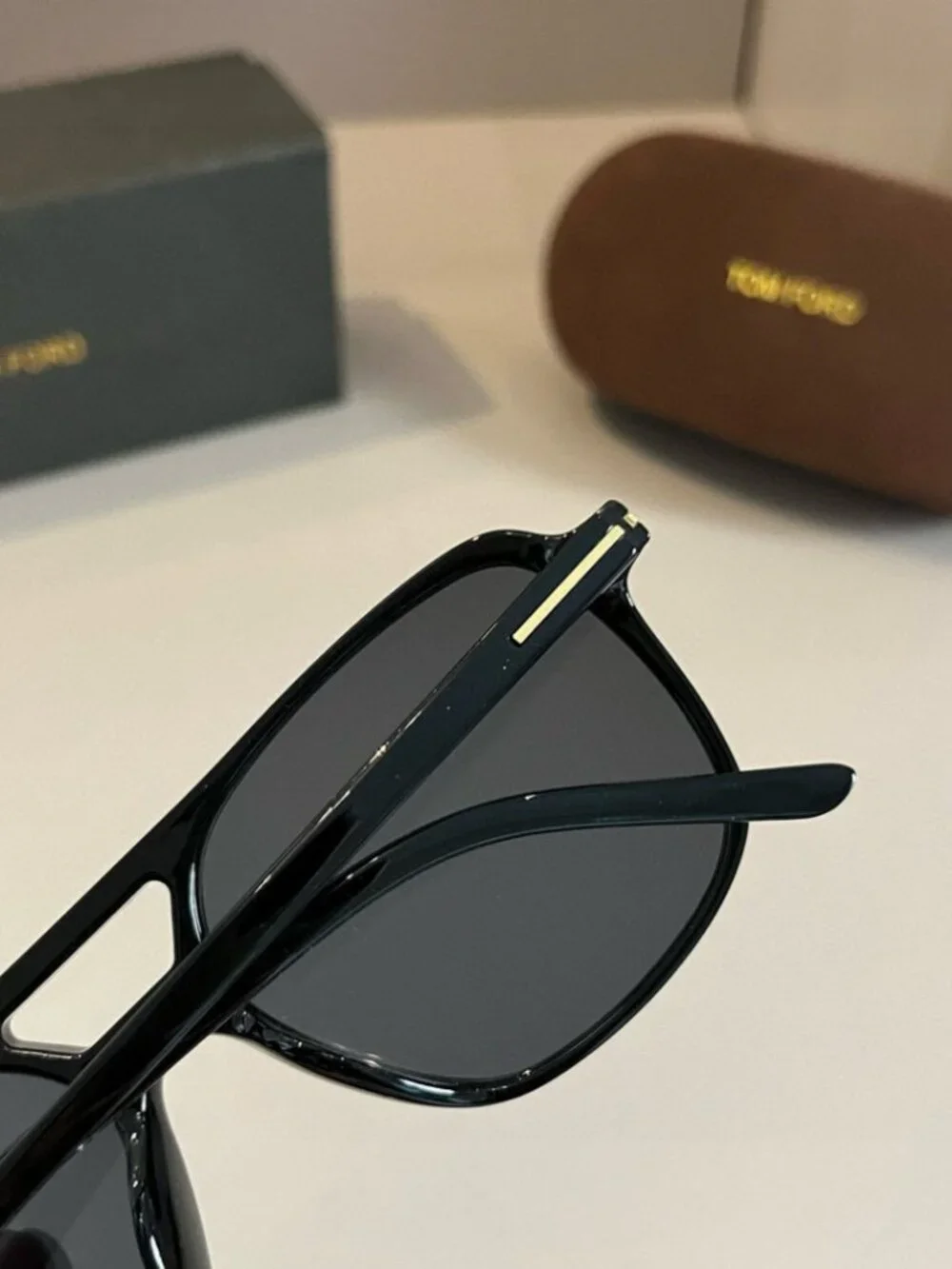 TOM FORD Black-Frame Gold Y Sunglasses